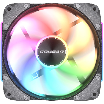 Cougar fan APOLAR 120 ARGB Black, Fan Speed 600-2200 RPM±200RPM, Air Flow 75.38 CFM ± 10%, Air Pressure 2.59 mm H2O±10%, HDB Hydro Dynamic Bearing, 490 mm